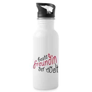 Geschenk für die beste Freundin - Trinkflasche mit integriertem Trinkhalm - Weiß - Rechts