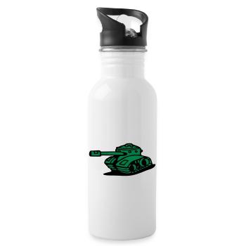 armored tank army military battle tank - Water bottle with straw - white - Right
