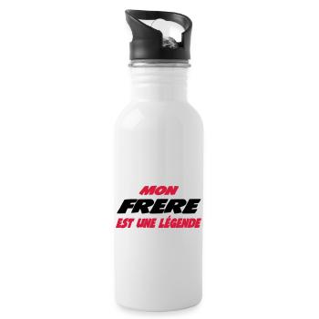 Mon frère est une légende 111 - Trinkflasche mit integriertem Trinkhalm - Weiß - Rechts