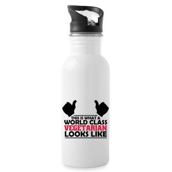 world class vegetarian - Water bottle with straw - white - Right