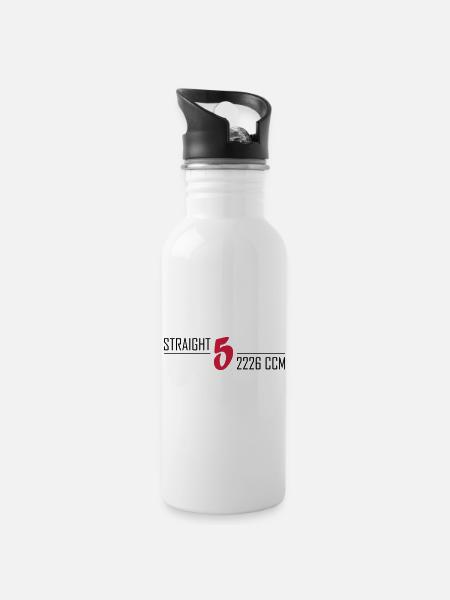 Straight Five - Trinkflasche mit integriertem Trinkhalm - Weiß