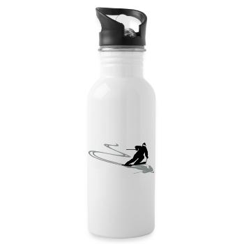 Skifahrer Spur - Trinkflasche mit integriertem Trinkhalm - Weiß - Rechts