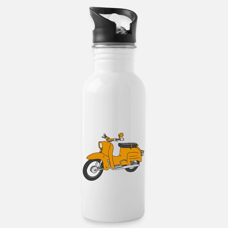 Schwalbe (saharabraun) - Trinkflasche mit integriertem Trinkhalm - Weiß