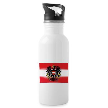 Austria flag with eagle - Water bottle with straw - white - Right