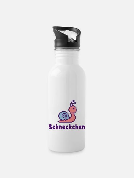 Schneckchen - Trinkflasche mit integriertem Trinkhalm - Weiß