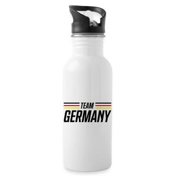 germany flag germany team - Water bottle with straw - white - Right