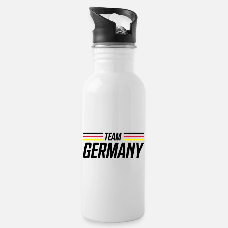 germany flagge deutschland team - Trinkflasche mit integriertem Trinkhalm - Weiß