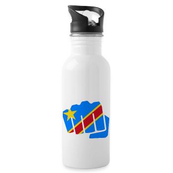 Kongo Zaire Kongu DR Congo Kongó Flagge Geschenk - Trinkflasche mit integriertem Trinkhalm - Weiß - Rechts