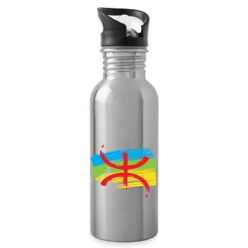 Amazigh Flag (Artistic variant) - Water bottle with straw - silver - Right