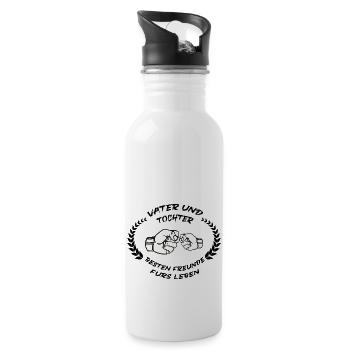 Vater Tocher Beste Freunde fürs Leben - Trinkflasche mit integriertem Trinkhalm - Weiß - Rechts