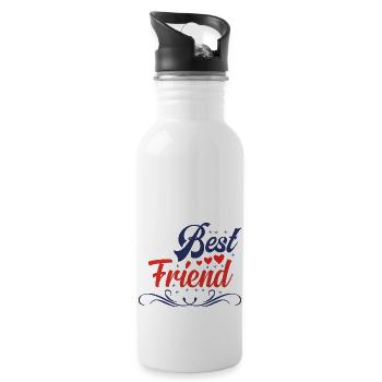 Bester Freund - Trinkflasche mit integriertem Trinkhalm - Weiß - Rechts