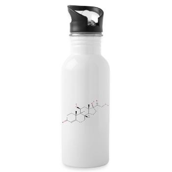Cortisol Molekül - Farbige Strukturformel - Trinkflasche mit integriertem Trinkhalm - Weiß - Rechts
