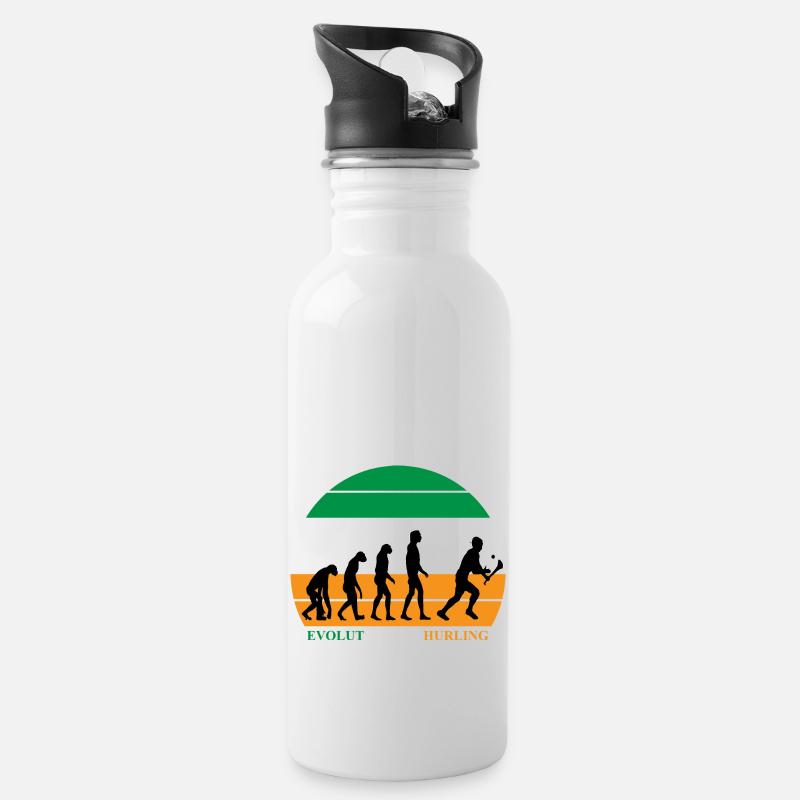The Evolution of Hurling - Trinkflasche mit integriertem Trinkhalm - Weiß