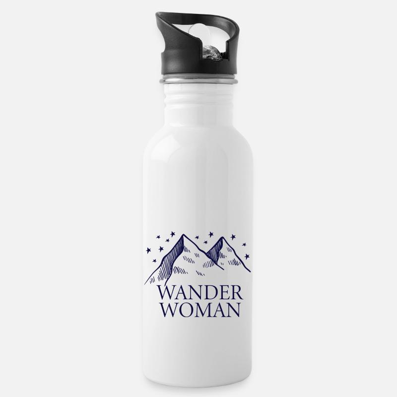 Wander woman Reise Abenteuer Camping Geschenk - Trinkflasche mit integriertem Trinkhalm - Weiß