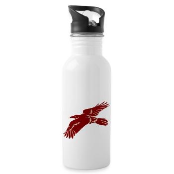 Motif de vecteur d'oiseaux de corbeau d'oiseau de corbeau - Gourde avec paille intégrée - blanc - Droite
