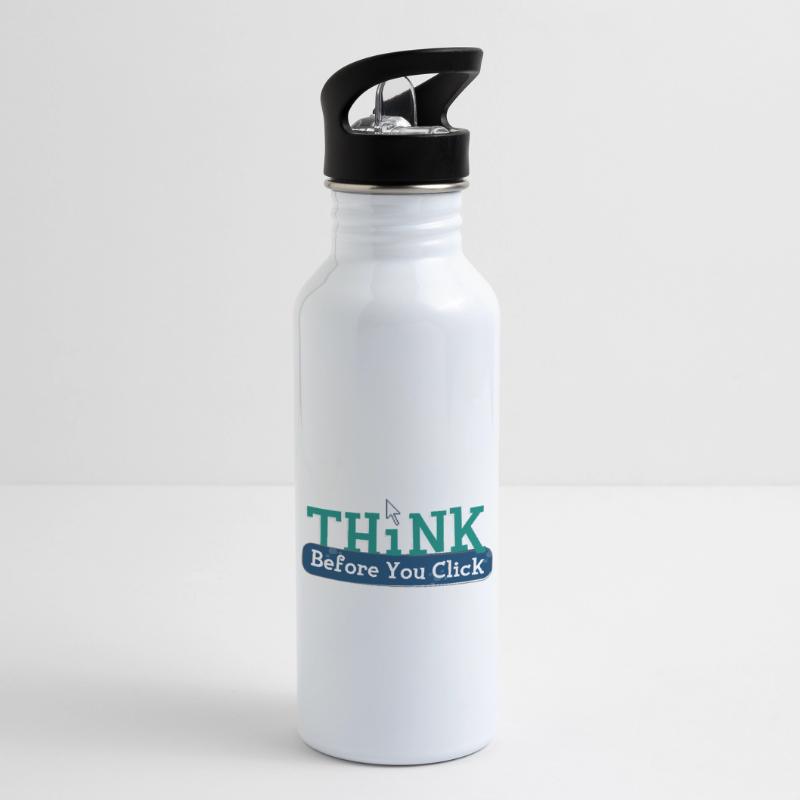 Think before computer hacking hacker Water bottle with straw