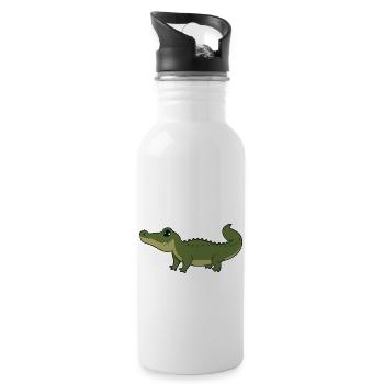 alligator - Water bottle with straw - white - Right