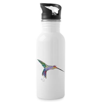 Oiseau coloré - Gourde avec paille intégrée - blanc - Droite