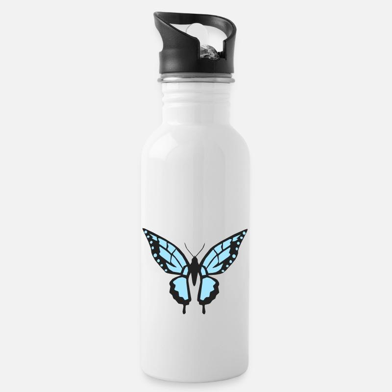 Papillon - Gourde avec paille intégrée - blanc