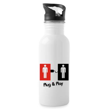 Plug & Play Gay Love ! - Water bottle with straw - white - Right