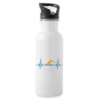 Puls Sport Schwimmer - Trinkflasche mit integriertem Trinkhalm - Weiß - Rechts