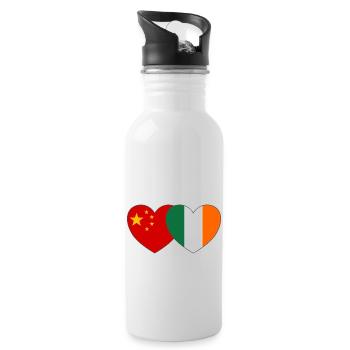 China Irland Flagge Herz - Trinkflasche mit integriertem Trinkhalm - Weiß - Rechts