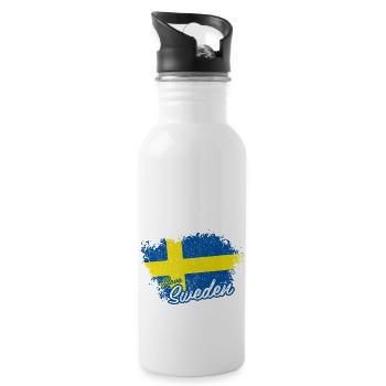 I love Sweden - Water bottle with straw - white - Right