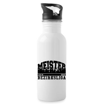 Meister 2022 Bezirksliga Aufstieg Fußball - Trinkflasche mit integriertem Trinkhalm - Weiß - Rechts