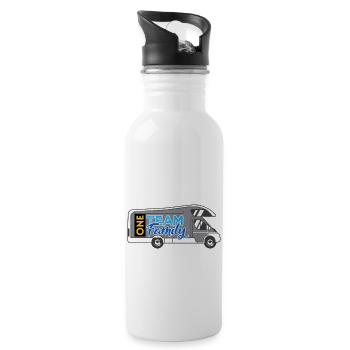 team family camping dog sports parental leave camping - Water bottle with straw - white - Right