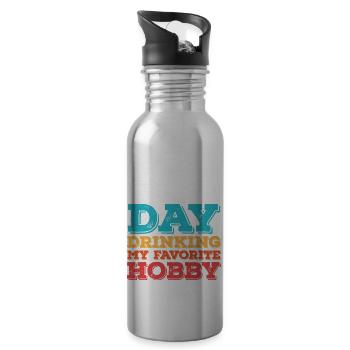 Day drinking my favorite hobby - Water bottle with straw - silver - Right