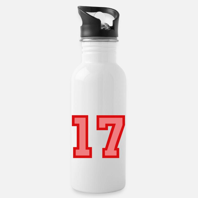 Coole Retro Retrostyle Jersey Nummer Rückennummer - Trinkflasche mit integriertem Trinkhalm - Weiß
