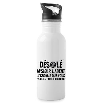 désolé m'sieur l'agent - Gourde avec paille intégrée - blanc - Droite