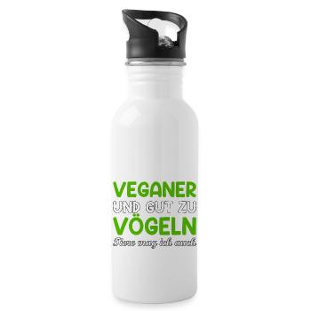 Veganer veggie Tierfreund Spruch Geschenk - Trinkflasche mit integriertem Trinkhalm - Weiß - Rechts