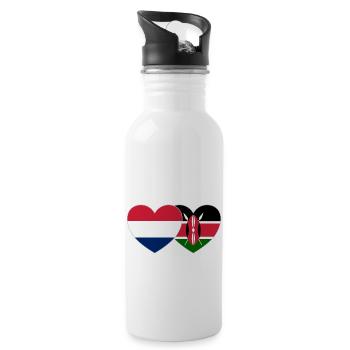 Holland Kenia Flagge Herz - Trinkflasche mit integriertem Trinkhalm - Weiß - Rechts