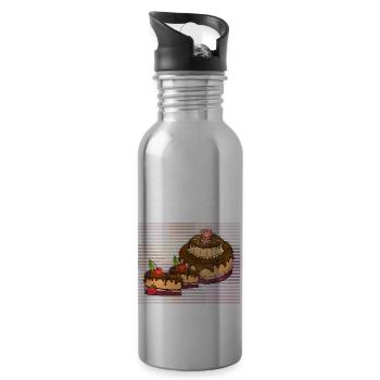 Kuchen - Trinkflasche mit integriertem Trinkhalm - Lightsilver - Rechts