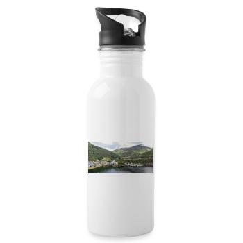 Hellesylt panorama vie - Water bottle with straw - white - Right