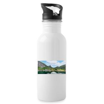 Geiranger panorama view from harbor - Water bottle with straw - white - Right