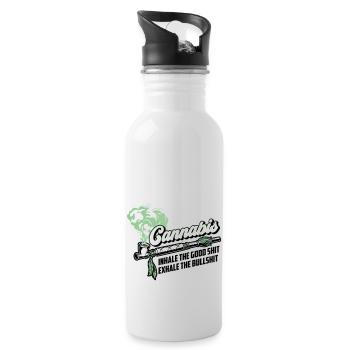Farben änderbar | Cannanis Inhale Exhale - Trinkflasche mit integriertem Trinkhalm - Weiß - Rechts