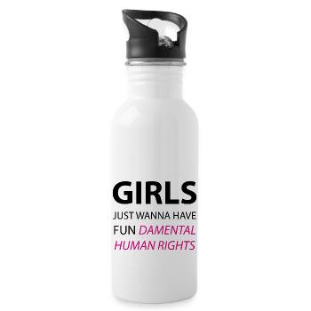 Girls Just Wanna Have FUNdamental Human Rights - Water bottle with straw - white - Right