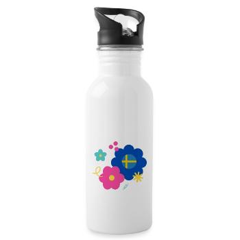 Blommor - Trinkflasche mit integriertem Trinkhalm - Weiß - Rechts