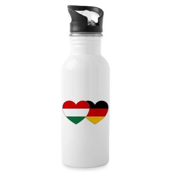Hongrie Allemagne Drapeau Coeur - Gourde avec paille intégrée - blanc - Droite
