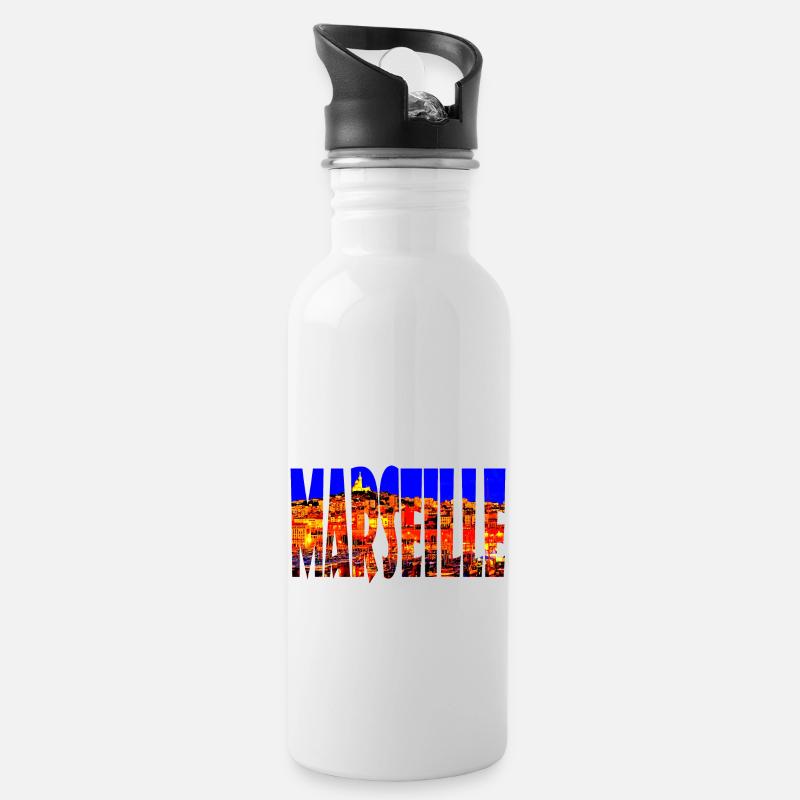 Marseille Ville - Gourde avec paille intégrée - blanc