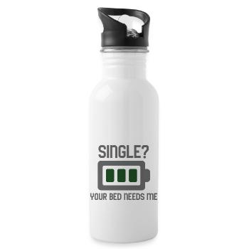 Your Bed needs Me - Trinkflasche mit integriertem Trinkhalm - Weiß - Rechts