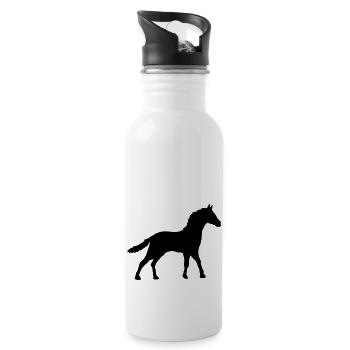 Horse Silhouette Outline Shadow - Water bottle with straw - white - Right
