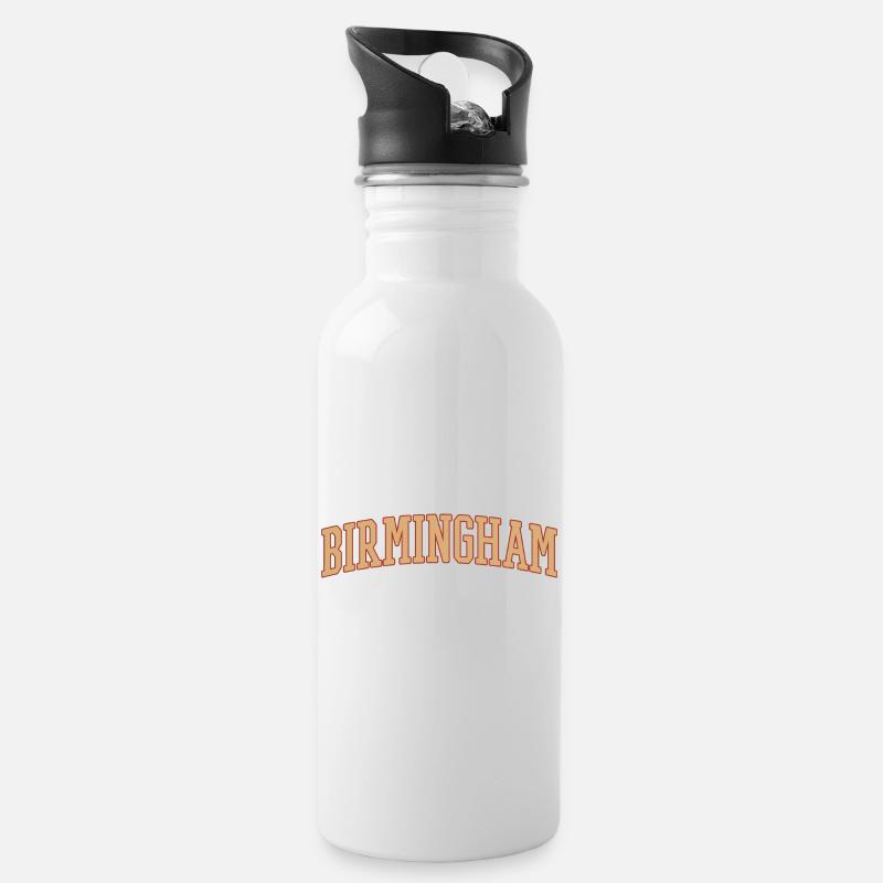Birmingham - Water bottle with straw - white