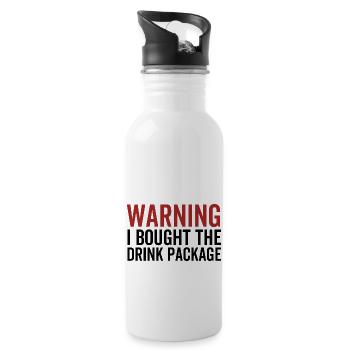 Warnung, ich habe das Getränkepaket gekauft - Trinkflasche mit integriertem Trinkhalm - Weiß - Rechts