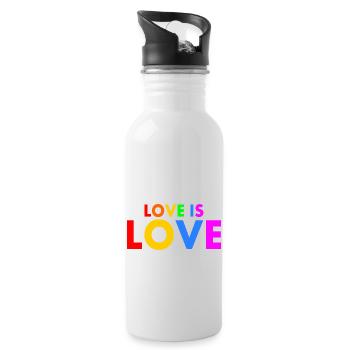 Love is love - Trinkflasche mit integriertem Trinkhalm - Weiß - Rechts