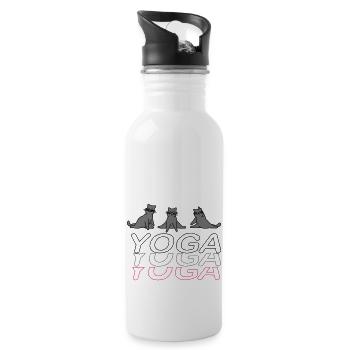 Yoga Cats - Water bottle with straw - white - Right