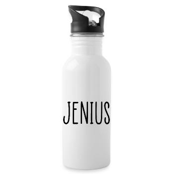 Jenius lustiges Zitat - Trinkflasche mit integriertem Trinkhalm - Weiß - Rechts