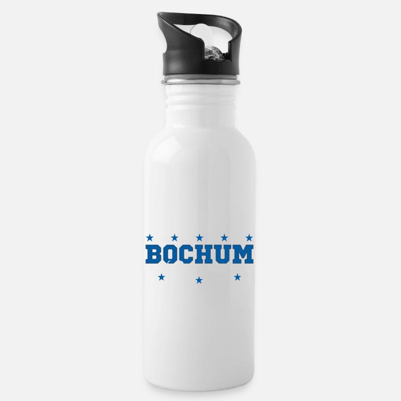 Bochum1 - Trinkflasche mit integriertem Trinkhalm - Weiß